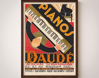 Pianos Daudé Vintage Poster Print | Art Deco Music Instrument Decor