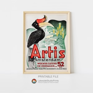 Amsterdam Zoo Vintage Reise Poster Sofort Download JPG Datei | Druckbare Digitale Kunst