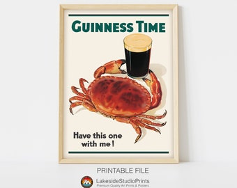 Guinness Retro Wall Art | Digital Download | Vintage Poster | Gallery Wall Home Decor