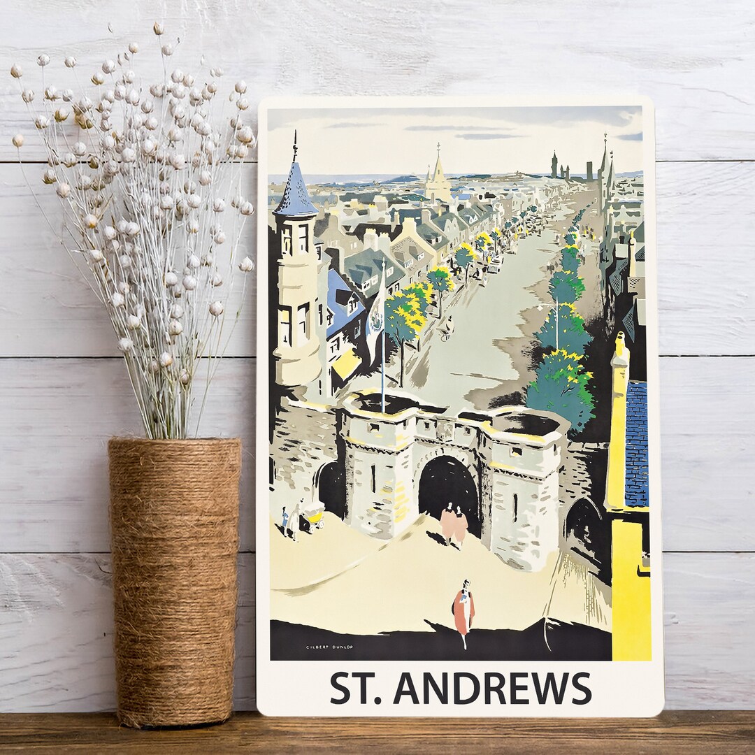 St. Andrews Vintage Travel Poster Print on Metal Plate or Rock Slate - Etsy