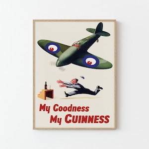 Vintage Guinness Spitfire Irish Pub Poster Print | Gift Wrapping Optional