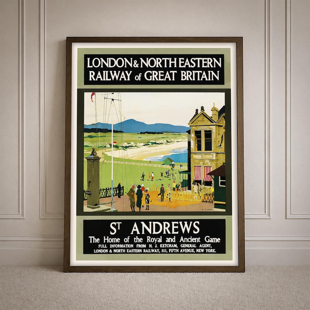 St Andrews Vintage Travel Poster Print | Scotland Golf Retro Wall Art ...