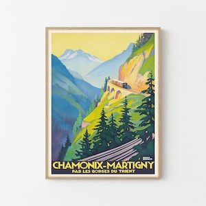 Affiche de voyage vintage Chamonix Martingy impression d'art | Cadeau d'art mural pour décoration d'intérieur