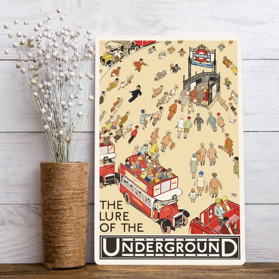 The Lure of the Underground Vintage Travel Poster Print on Metal Plate or  Rock Slate 