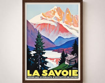 La Savoie France Vintage Travel Poster, French Alps Retro Tourism Wall Art Print