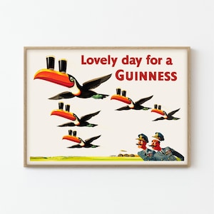 Vintage Guinness Toucan Poster Print: Irish Beer Advertising Art