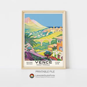 Vence France Vintage Travel Poster Instant Download JPG file | Printable Digital Art