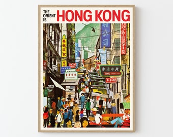 Hong Kong China Vintage Travel Poster Fine Art Print | Home Decor | Wall Art Print