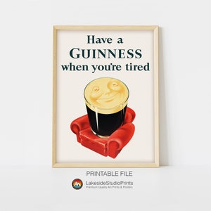 Guinness Ad Vintage Poster | Retro Wall Art | Digital Download | Gallery Wall Home Decor