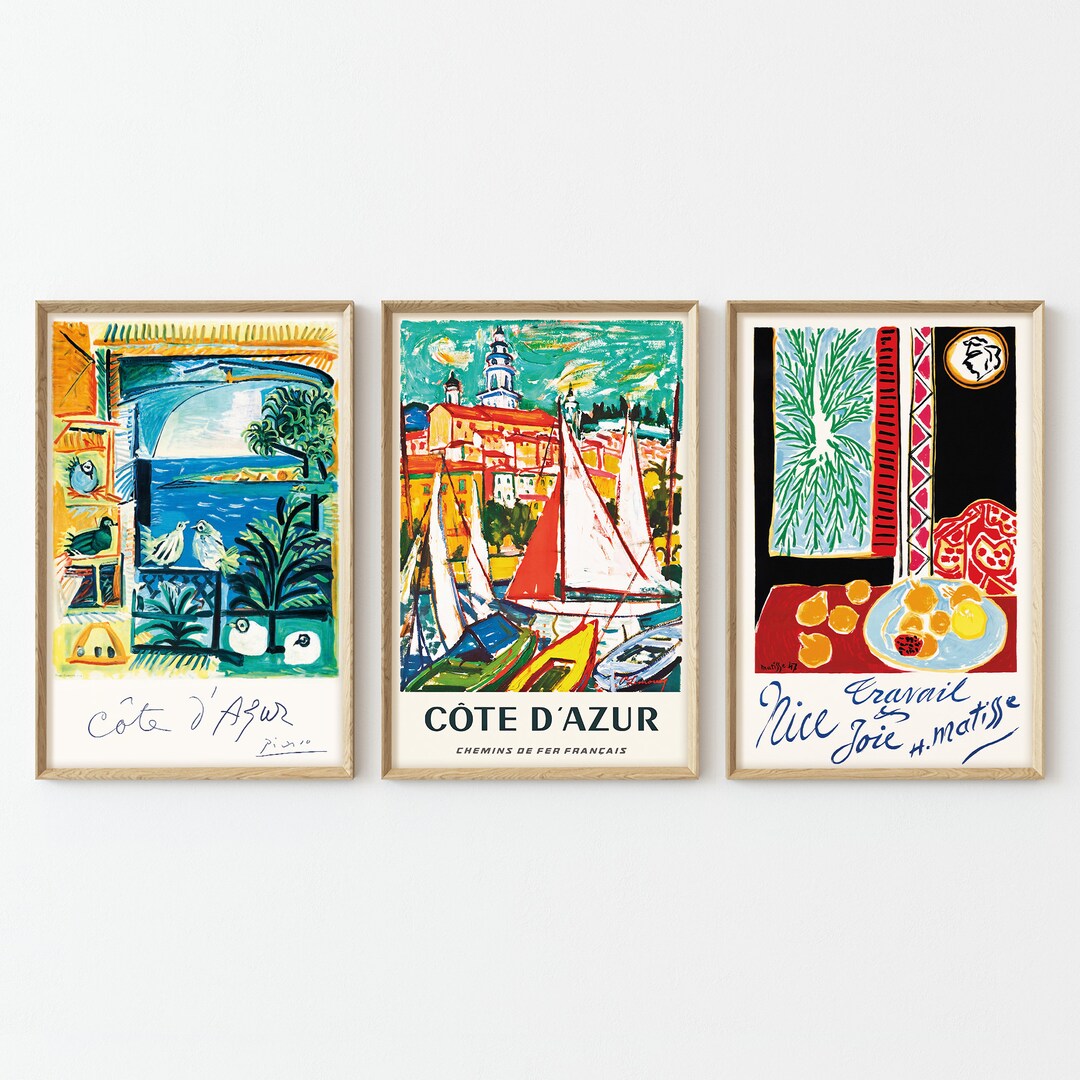 France Vintage Travel Poster Set of 3 Travel Wall Art Wall Art Prints A1 A2 A3 A4 Unframed