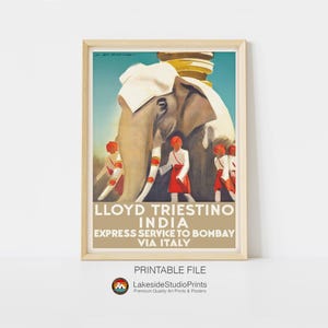 LLoyd Triestino Indien Vintage Reise Poster Sofort Download JPG Datei | Druckbare Digitale Kunst