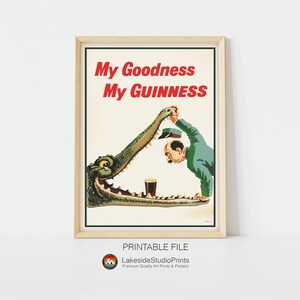 Guinness Vintage Ad Krokodil Digitale Datei | Digitaler Download | Vintage Reise Poster | Gallery Wall Home Decor