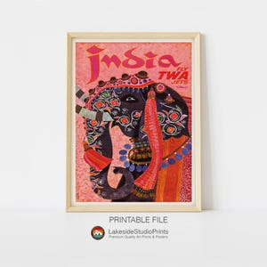 India Vintage Travel Poster Instant Download JPG file | Printable Digital Art