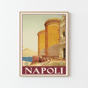 Affiche de voyage vintage de Naples Italie Impression d'art personnalisée | Cadeau d'art mural pour décoration d'intérieur