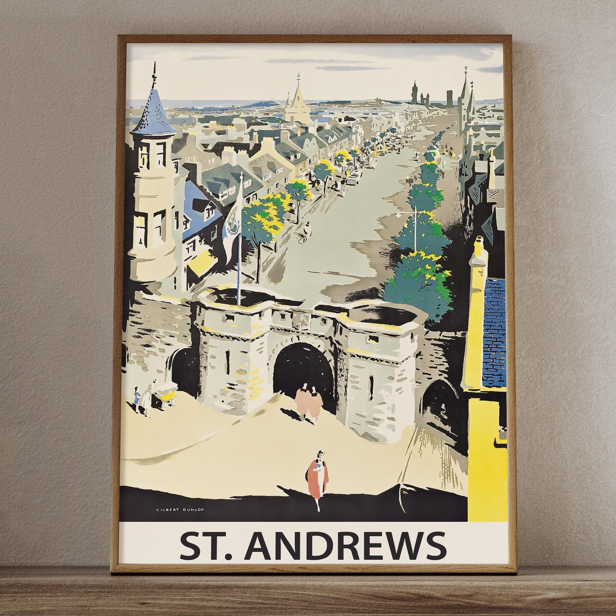 Vintage St Andrews Scotland Travel Poster Historic Town Coastal Wall ...