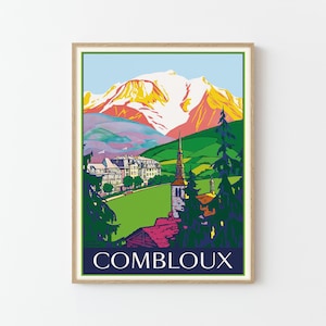 Póster de viaje vintage de Combloux, Francia, impresión artística personalizada/regalo de decoración de pared para el hogar