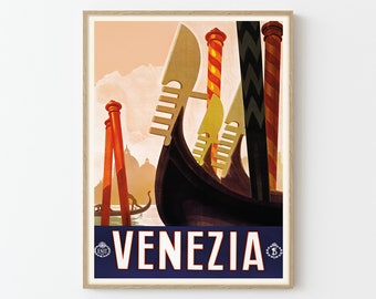 Venice Italy Vintage Travel Poster Fine Art Print | Home Decor | Wall Art Print