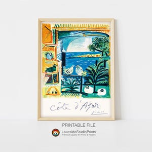 Póster de viaje vintage de la Costa Azul (descarga instantánea, archivo JPG) / Arte digital imprimible