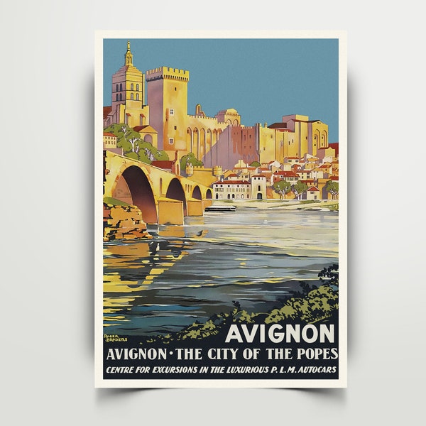 Avignon Vintage Travel Poster instant download PDF file