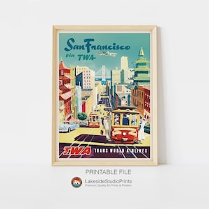 San Francisco Vintage Travel Poster Instant Download JPG file | Printable Digital Art