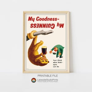 Guinness Sloth Vintage Poster: 1935 John Gilroy Advertising Art (Digital Download