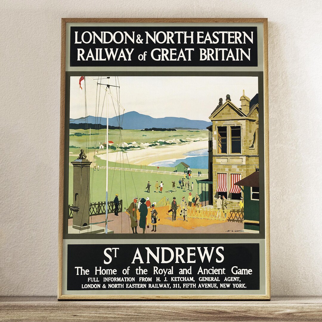 Vintage St Andrews Travel Poster Scotland Golf Coast Wall Art Print - Etsy