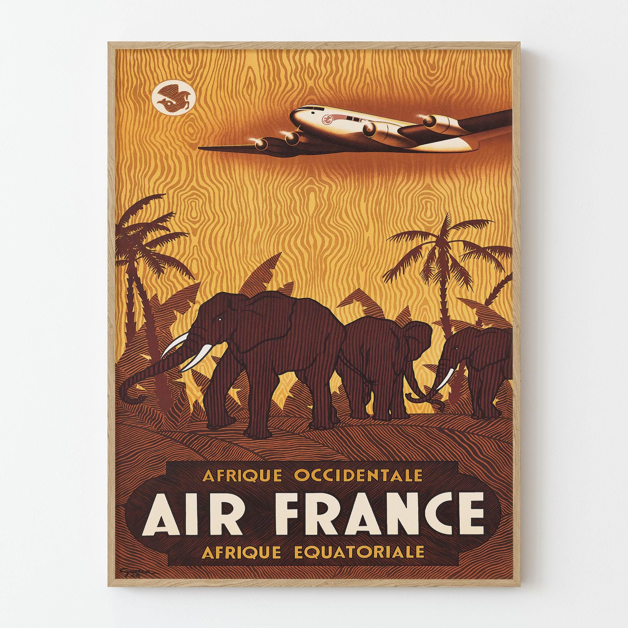 Vintage Air France Africa Poster Afrique Occidentale Travel Wall
