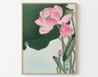 Blühende Lotus Blumen Japanischer Kunstdruck | Wohndekor