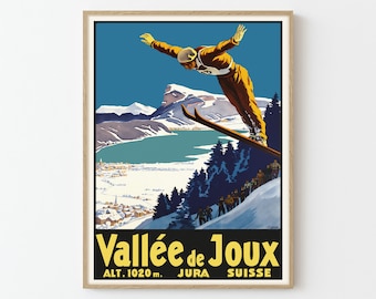Vallee de Joux Switzerland Vintage Travel Poster Fine Art Print | Home Decor | Wall Art Print