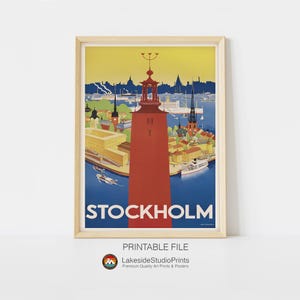 Stockholm Vintage Travel Poster Sofortiger Download JPG-Datei | Druckbare Digitale Kunst