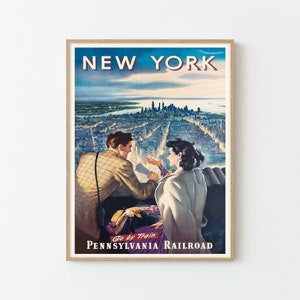 New York City USA Vintage Travel Poster Fine Art Print | Home Decor | Wall Art Print