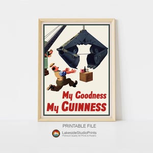 Vintage My Goodness My Guinness Irish Pub Poster | John Gilroy Art Digital Download
