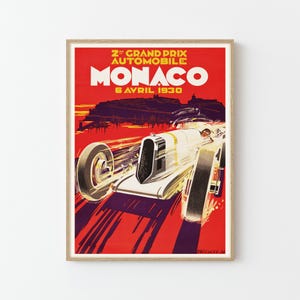 Monaco 1930 Autorennen Vintage Werbeplakat Fine Art Print | Home Decor Retro Wandkunst Geschenk