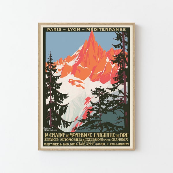 La Chaine Mont Blanc France Vintage Travel Poster Fine Art Print | Home Decor | Wall Art Print