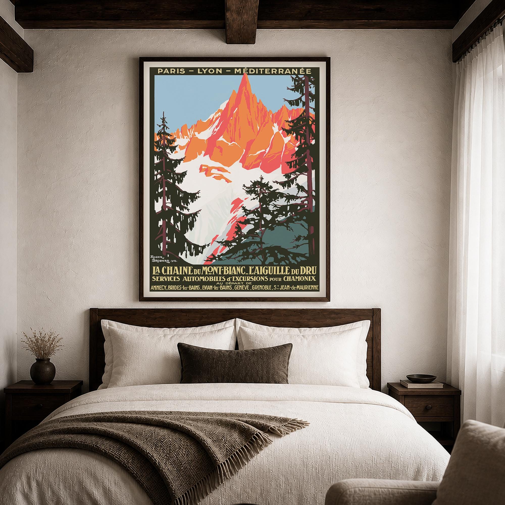 Vintage Mont Blanc Travel Poster Print, Chamonix La Chaine