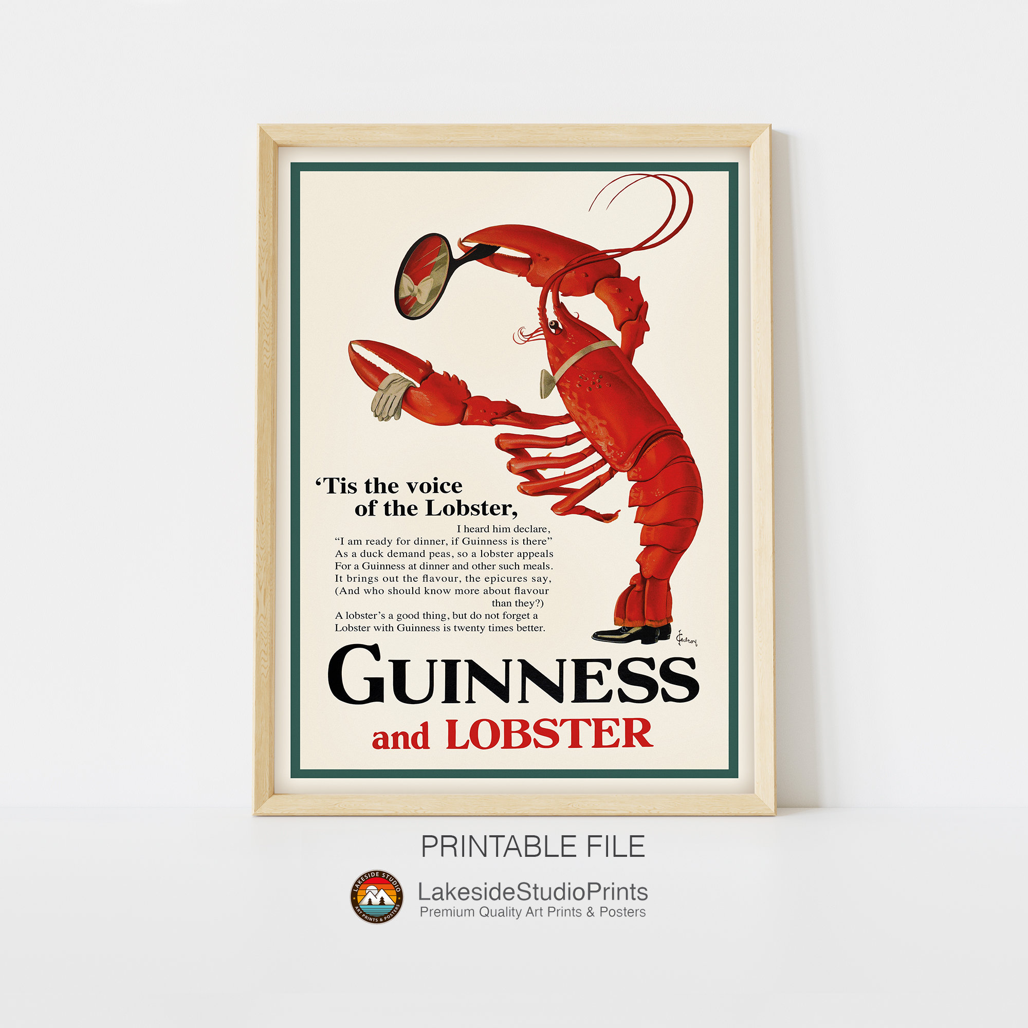 Guinness Vintage Poster | Digital Download | Retro Wall Art | Gallery Wall Home Decor