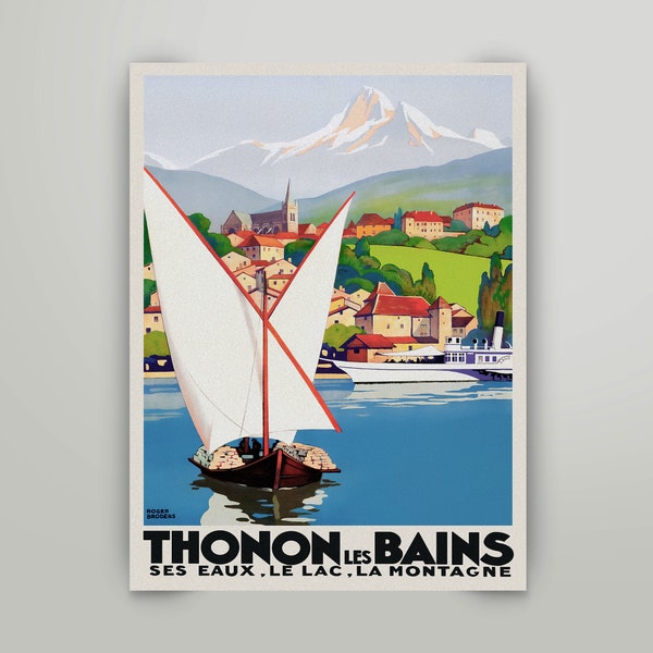 Thonon Les Bains Vintage Travel Poster instant download PDF file