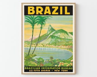 Brazil Vintage Travel Poster Instant Download JPG File | Printable