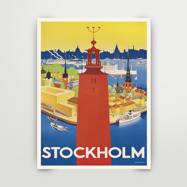 Stockholm Vintage Travel Poster instant download PDF file