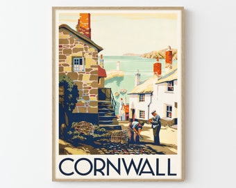 Cornwall Vintage Travel Poster Fine Art Print | Home Decor | Wall Art Print