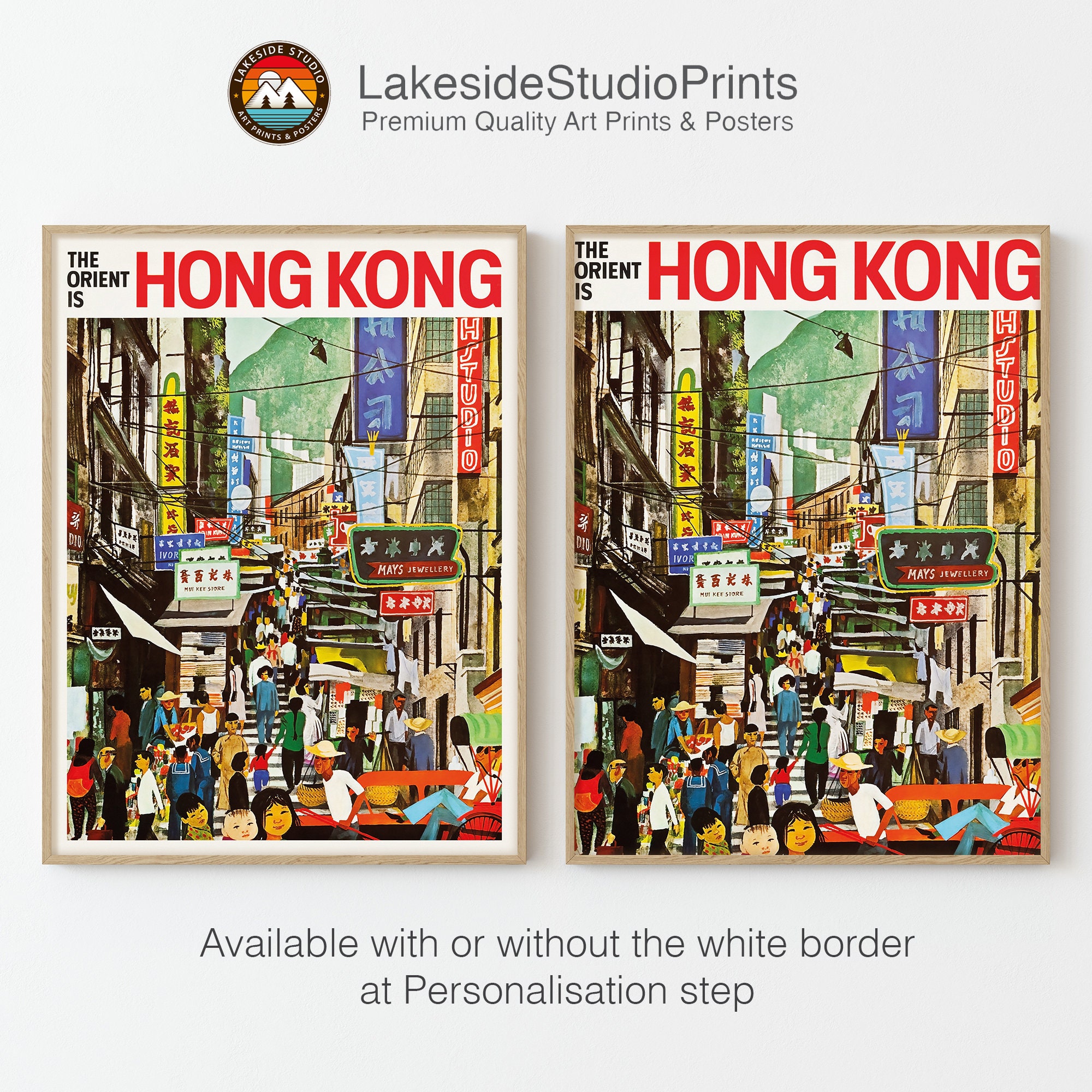 Discover Hong Kong China Vintage Travel Poster Fine Art Print | Home Decor | Wall Art Print