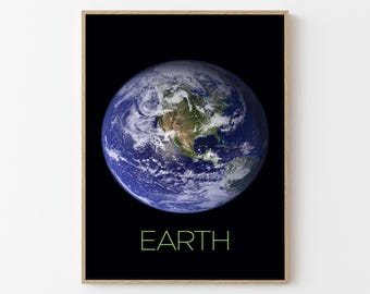 Earth NASA Space Travel Poster Print | Planets Wall Art | Home Decor