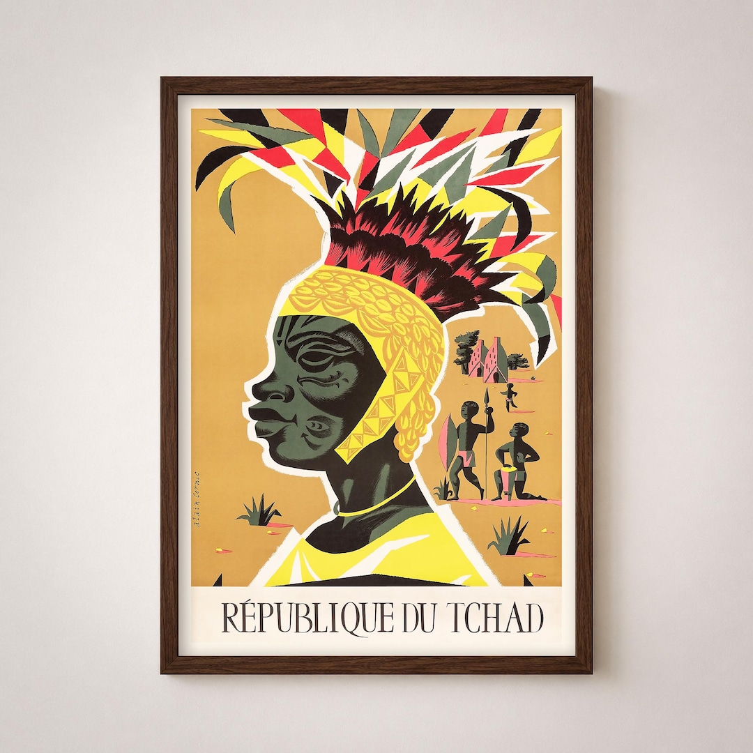 Vintage Chad Travel Poster République Du Tchad Africa Tourism Wall