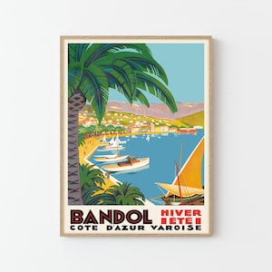 Bandol France Vintage Travel Poster Custom Art Print | Home Decor Wall Art Gift