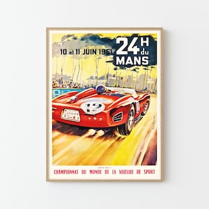 24h Du Mans Car Rennen Vintage Werbeplakat Fine Art Print | Home Decor Retro Wandkunst Geschenk