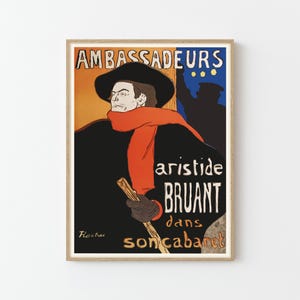 Ambassadeurs Cafe Vintage Ad Poster Fine Art Print | Home Decor Retro Wall Art Gift