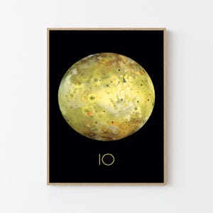 Póster de viaje espacial de la NASA sobre Io / Estrellas, planetas, universo y cosmos