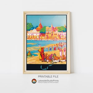 India Gaya in Bihar Vintage Travel Poster Instant Download JPG file | Printable Digital Art