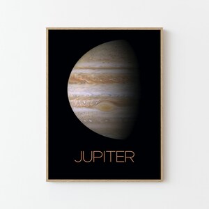 Póster de viaje espacial de la NASA sobre Júpiter / Arte mural de planetas / Decoración del hogar