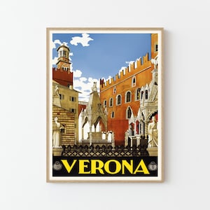 Verona Italy Vintage Travel Poster Custom Art Print | Home Decor Wall Art Gift